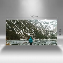 Rūdīta stikla attēls Morskie Oko ezers ziemā, 100x50 cm cena un informācija | Gleznas | 220.lv