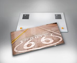 Rūdīta stikla attēls Route 66 Printed On The Road, 100x50 cm cena un informācija | Gleznas | 220.lv