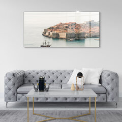 Rūdīta stikla attēls Buru kuģis Dubrovnikā, 100x50 cm cena un informācija | Gleznas | 220.lv