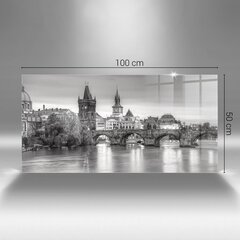 Rūdīta stikla attēls Skats uz Prāgas Kārļa tiltu, 100x50 cm цена и информация | Картины | 220.lv