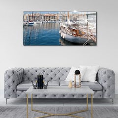 Rūdīta stikla attēls Marina Marseļā Francijā, 100x50 cm cena un informācija | Gleznas | 220.lv