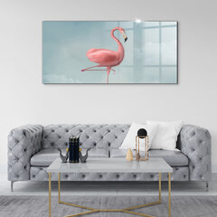 Rūdīta stikla attēls Sirreāls ar flamingo, 140x70 cm cena un informācija | Gleznas | 220.lv