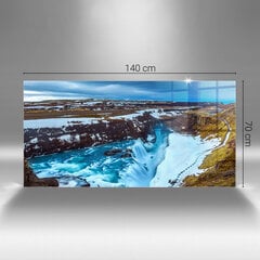 Rūdīta stikla attēls Gullfoss ūdenskritums Islandē, 140x70 cm cena un informācija | Gleznas | 220.lv