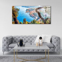 Rūdīta stikla attēls Villefranche-sur-Mer ciems, 140x70 cm cena un informācija | Gleznas | 220.lv