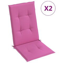 vidaXL dārza krēslu matrači, 2 gab., 120x50x3 cm, audums, rozā цена и информация | Подушки, наволочки, чехлы | 220.lv