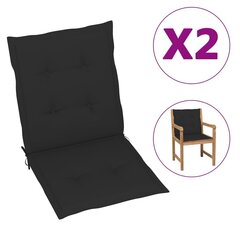 vidaXL dārza krēslu spilveni, 2 gab., melni, 100x50x3 cm цена и информация | Декоративные подушки и наволочки | 220.lv