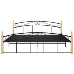 vidaXL gultas rāmis, melns, metāls un ozola masīvkoks, 180x200 cm cena un informācija | Gultas | 220.lv