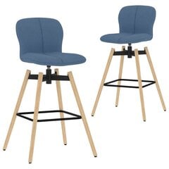 vidaXL grozāmi bāra krēsli, 2 gab., zils audums cena un informācija | Virtuves un ēdamistabas krēsli | 220.lv