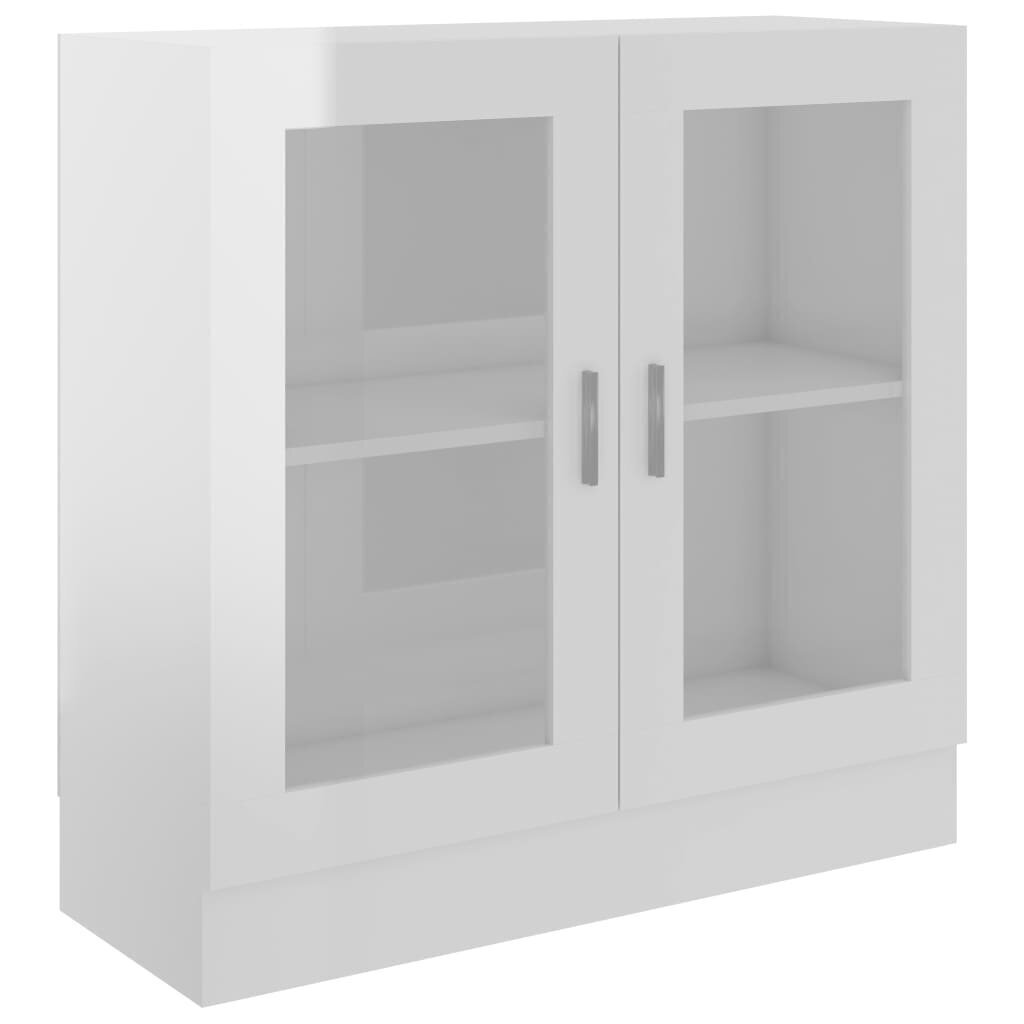 vidaXL vitrīna, spīdīgi balta, 82,5x30,5x80 cm, skaidu plāksne цена и информация | Vitrīnas, bufetes | 220.lv