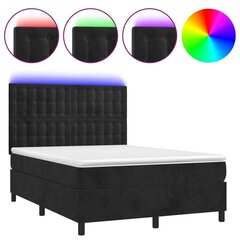 vidaXL atsperu gulta ar matraci, LED, melns samts, 140x190 cm цена и информация | Кровати | 220.lv