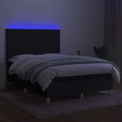 vidaXL atsperu gulta ar matraci, LED, melns audums, 140x190 cm cena un informācija | Gultas | 220.lv