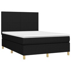 vidaXL atsperu gulta ar matraci, LED, melns audums, 140x190 cm cena un informācija | Gultas | 220.lv