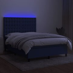 vidaXL atsperu gulta ar matraci, LED, zils audums, 140x190 cm cena un informācija | Gultas | 220.lv