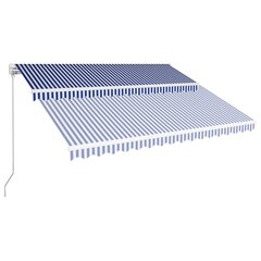 vidaXL manuāli izvelkama markīze ar LED, zila ar baltu, 400x300 cm цена и информация | Зонты, маркизы, стойки | 220.lv