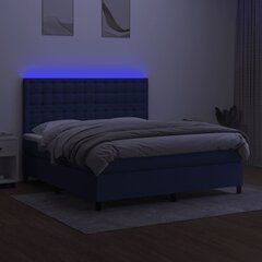 vidaXL atsperu gulta ar matraci, LED, zils audums, 160x200 cm цена и информация | Кровати | 220.lv