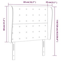 vidaXL galvgalis ar malām, 83x23x118/128 cm, melna mākslīgā āda цена и информация | Кровати | 220.lv