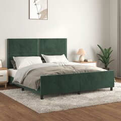 vidaXL gultas rāmis ar galvgali, tumši zaļš samts, 180x200 cm cena un informācija | Gultas | 220.lv