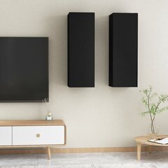 TV skapji, 2 gab., melni, 30,5x30x90cm, MDP цена и информация | Тумбы под телевизор | 220.lv