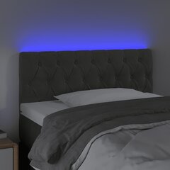 vidaXL gultas galvgalis ar LED, 100x7x78/88 cm, tumši pelēks samts cena un informācija | Gultas | 220.lv