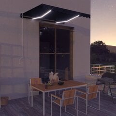 vidaXL izvelkama markīze ar LED, pelēka, 300x250 cm, manuāla цена и информация | Зонты, маркизы, стойки | 220.lv