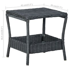 vidaXL dārza galds, tumši pelēks, 45x45x46,5 cm, PE rotangpalma цена и информация | Столы для сада | 220.lv
