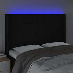 Galvgalis ar LED, melns, 147x16x118/128cm, auduma цена и информация | Кровати | 220.lv