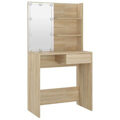 Tualetes galdiņš ar LED apgaismojumu, ozols, 74.5x40x141cm цена и информация | Туалетные столики | 220.lv