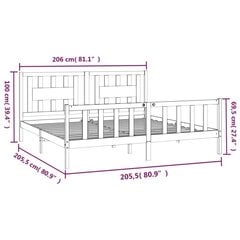 vidaXL gultas rāmis ar galvgali, balts, priedes masīvkoks, 200x200 cm цена и информация | Кровати | 220.lv