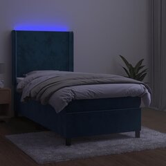 vidaXL atsperu gulta ar matraci, LED, tumši zils samts, 80x200 cm цена и информация | Кровати | 220.lv