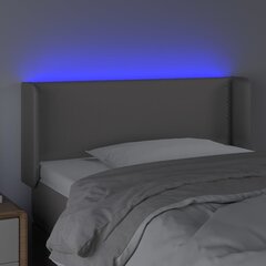 vidaXL gultas galvgalis ar LED, 93x16x78/88 cm, pelēka mākslīgā āda cena un informācija | Gultas | 220.lv