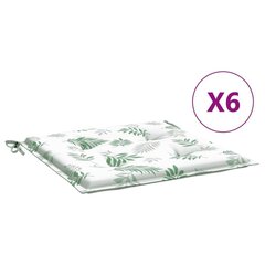 vidaXL dārza krēslu matrači, 6 gab., lapu apdruka, 50x50x3 cm, audums cena un informācija | Krēslu paliktņi | 220.lv