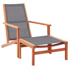 vidaXL dārza krēsls ar kāju balstu, pelēks, eikalipta masīvkoks cena un informācija | Dārza krēsli | 220.lv