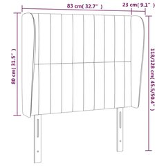 vidaXL galvgalis ar malām, 83x23x118/128 cm, tumši pelēks samts цена и информация | Кровати | 220.lv