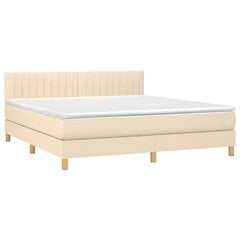 vidaXL atsperu gulta ar matraci, LED, krēmkrāsas audums, 180x200 cm cena un informācija | Gultas | 220.lv
