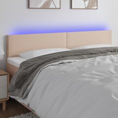 vidaXL gultas galvgalis ar LED, 160x5x78/88 cm, kapučīno mākslīgā āda cena un informācija | Gultas | 220.lv