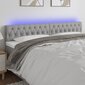vidaXL gultas galvgalis ar LED, 200x7x78/88 cm, gaiši pelēks audums cena un informācija | Gultas | 220.lv
