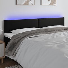 vidaXL gultas galvgalis ar LED, 200x5x78/88 cm, melna mākslīgā āda cena un informācija | Gultas | 220.lv