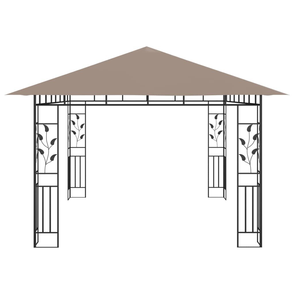 vidaXL dārza nojume ar moskītu tīklu, 4x3x2,73 m, 180g/m², pelēkbrūna цена и информация | Dārza nojumes un lapenes | 220.lv