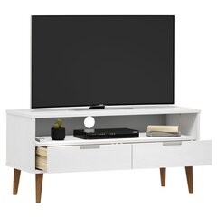 vidaXL TV skapītis MOLDE, balts, 106x40x49 cm, priedes masīvkoks цена и информация | Тумбы под телевизор | 220.lv