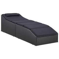 vidaXL sauļošanās gulta ar matraci, melna, PE pinums цена и информация | Шезлонги | 220.lv