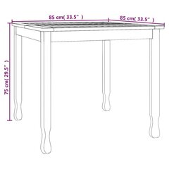 vidaXL dārza galds, 85x85x75 cm, masīvs tīkkoks cena un informācija | Dārza galdi | 220.lv