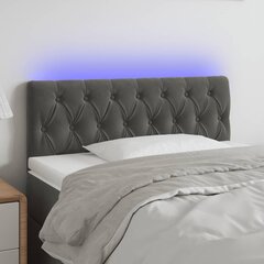 vidaXL gultas galvgalis ar LED, 90x7x78/88 cm, tumši pelēks samts цена и информация | Кровати | 220.lv