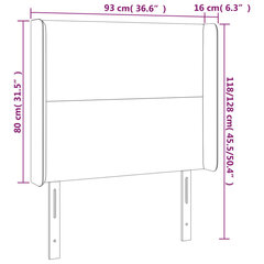 vidaXL gultas galvgalis ar LED, 93x16x118/128 cm, rozā samts цена и информация | Кровати | 220.lv