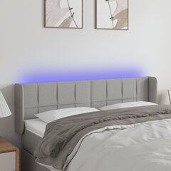 vidaXL gultas galvgalis ar LED, 147x16x78/88 cm, gaiši pelēks audums цена и информация | Кровати | 220.lv