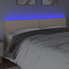 vidaXL gultas galvgalis ar LED, 200x5x78/88 cm, kapučīno mākslīgā āda cena un informācija | Gultas | 220.lv