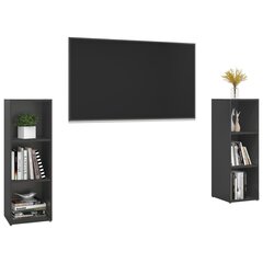 vidaXL TV plaukti, 2 gab., pelēki, 107x35x37 cm, skaidu plāksne цена и информация | Тумбы под телевизор | 220.lv