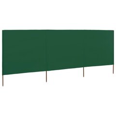 vidaXL 3 paneļu vēja aizsargsiets, 400x120 cm, audums, zaļš цена и информация | Зонты, маркизы, стойки | 220.lv