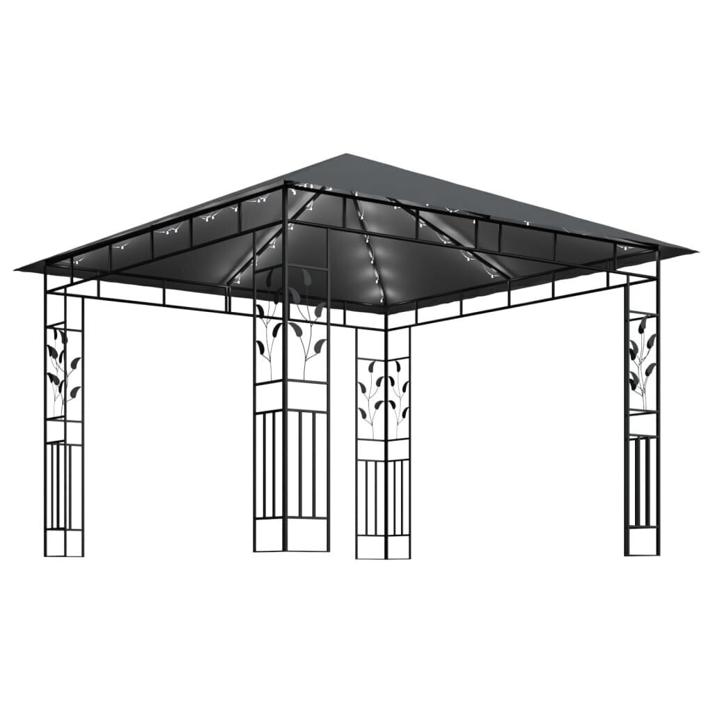 vidaXL - dārza mēbeles ar kukaiņu sietu un spuldzēm, antracīta krāsas, 3x3x2,73m, 180g / m² цена и информация | Dārza nojumes un lapenes | 220.lv