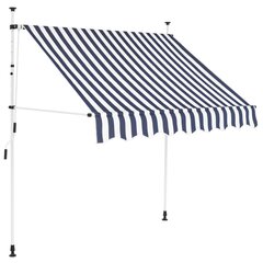 Manuāli izvelkama marķīze, 200cm, zilas/baltas svītras cena un informācija | Saulessargi, markīzes un statīvi | 220.lv