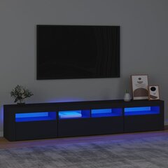 TV skapis ar LED apgaismojumu, melns, 210x35x40cm цена и информация | Тумбы под телевизор | 220.lv